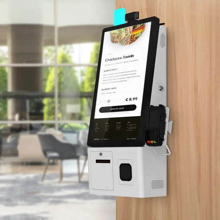 self-service della macchina di pagamento automatica da appendere alla parete del ristorante da 24 pollici per l'ordinazione