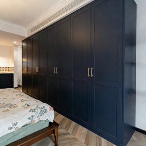 BALOM Customized Luxury Dark Blue Color Solid Wood Wardrobe, Skin-sensing Finish Door Large Closet, <b>Bedroom</b> Wardrobe - Product Image 6