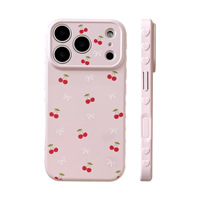 Coque de protection pour téléphone portable en TPU couleur unie, motif cerise mignon pour femmes, compatible iPhone 17 16 15 14 Pro Max