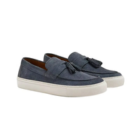 Sneakers en cuir suédé bleu à franges tendance pour hommes