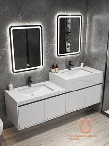 Simple alto bajo lavabo <span class=keywords><strong>Rock</strong></span> Board baño gabinete combinación madera maciza doble persona almacenamiento padre-hijo baño <span class=keywords><strong>Suite</strong></span> - Product Image 2