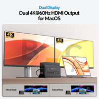 Base de Conexión PULWTOP para MacBook con Dos Monitores, 2 HDMI 4K60Hz, USB A/C 10Gbps, PD, Ethernet para MacBook Pro Air M3 M4 - Negro