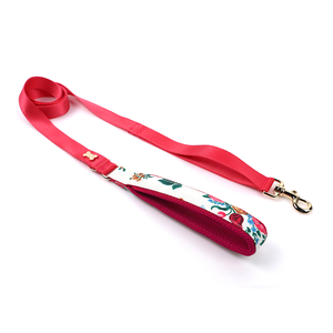 Harnais en nylon à double poignée souple pour animaux de compagnie, motif de fleurs mains libres, laisse de chien personnalisée avec accessoires en métal - Product Image 3