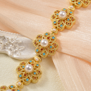 Pulseras de Tenis para Mujer, Modernas, con Circonita Cúbica Personalizada, Perla de Agua Dulce Geométrica, Chapado en Oro de 18K, Antideslustre - Product Image 1