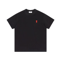 T-shirt vintage à manches courtes pour homme et femme, tendance, en coton, avec broderie de lettres d'amour macaron, ample, printemps/été, nouveau