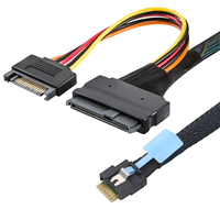 Cable de Cobre Estañado SFF-8654 4i SFF-8639 SlimSAS de 38 Pines U.2 NVMe PCIe 4.0 SSD SATA Power 15P Anti-Keying para Almacenamiento de Servidor de Computadora