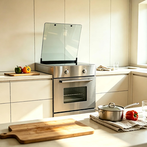 Cuisinière autonome à gaz et électrique 4 brûleurs en acier inoxydable 80L avec double porte en verre trempé et protection contre la surchauffe - Product Image 6