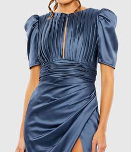 Mily Bridal ML235 Satén Sirena Fruncido Dubai Vestido <span class=keywords><strong>de</strong></span> <span class=keywords><strong>fiesta</strong></span> Corte alto Puff Manga Corpiño Vestido <span class=keywords><strong>de</strong></span> noche drapeado - Product Image 6