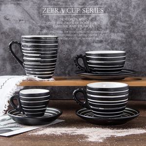गर्म बेच कॉफी कप चम्मच के साथ सेट 4 आकार के साथ ज़ेबरा धारी शीशे का आवरण सिरेमिक मग के साथ पकवान चीनी मिट्टी के बरतन चाय कप संभालती - Product Image 1