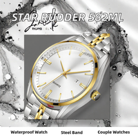 Montre à quartz pour homme avec boîtier en alliage et acier inoxydable, verre résistant à l'eau 30M, style affaires de luxe, ensemble de montres pour couple avec cadran à aiguilles