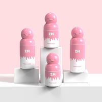 Bouteille de lotion à vaporisation fine avec pompe, couvercles ronds en plastique avec logo couleur personnalisé, motif sourire mignon, 50ml 60ml 80ml 100ml