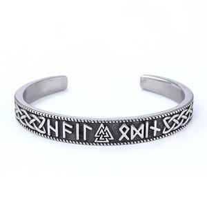 Brazalete Abierto de Acero Inoxidable con Runa Vikinga Nórdica Valknut, Mantra, Amuleto para Amigo, Joyería Pagana Vikinga, Brazalete Celta - Product Image 2