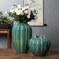 Vase Citrouille Monochromatique Style Minimaliste Luxe Léger, Ornement Pomme Verte, Décoration Moderne, Glacure Colorée Créative, Nouveau Style Chinois