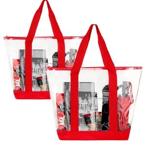 Wholesale PVC Clear Bags For Women Stadium Approved Transparent Handbag With Zip Waterproof Travel Storage Bag Beach Tote Bags