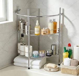 Soporte Adhesivo de Pared de Triple Nivel con Acabado Cromado, Diseño de Esquina, Metal, DIY, Moderno, Hierro, Duradero, Rectangular, Hotel, TW Space - Product Image 5