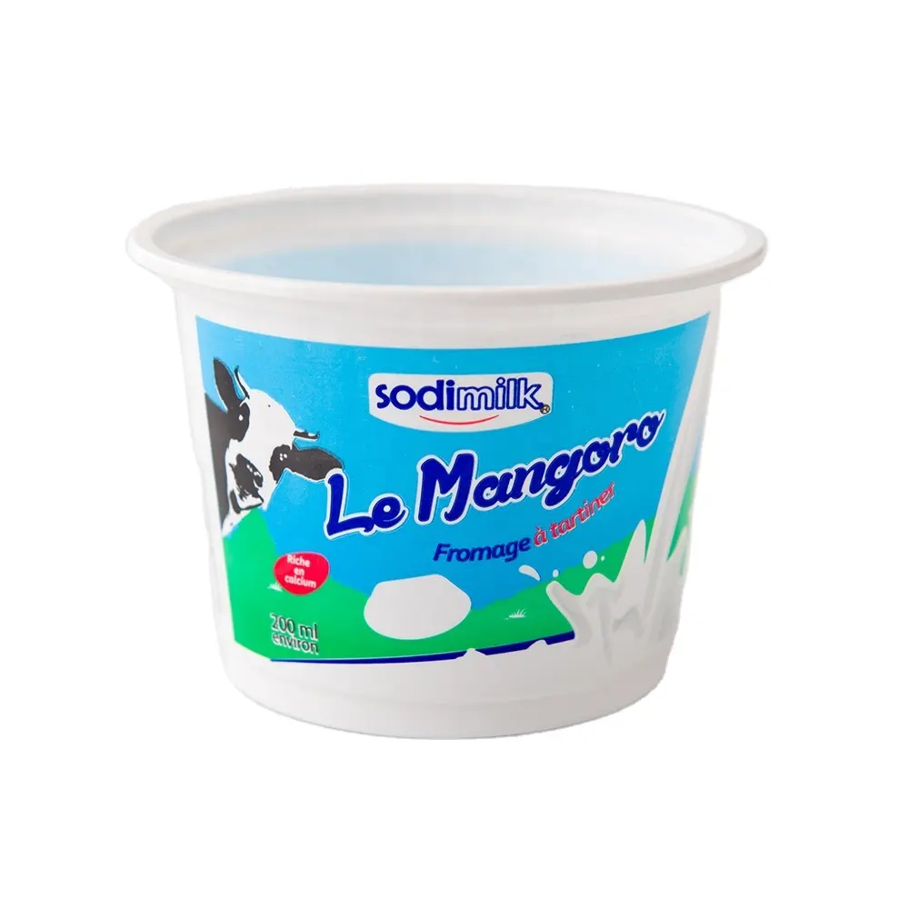 Luckytime copos plásticos descartáveis com tampa de plástico para embalagem de queijo iogurte com impressão direta