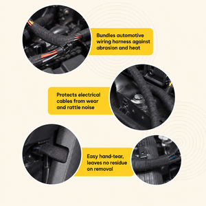Tel Örgü Koruma Bandı 180C Yüksek Sıcaklık Kumaş Kaplama Otomotiv Motoru EV Akü Kablo Bandı Rulosu - Product Image 5