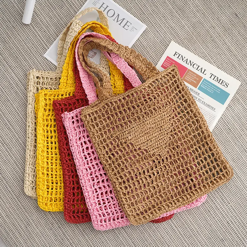 2024 Brand Designer Embroidery Bag Women Hollow Raffia Straw Tote Luxury Branded Summer Beach Bag Woven Handbags
