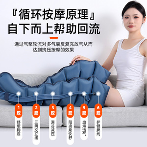 Masajeador de piernas Aikondo con terapia de presión de aire de seis cavidades y cobertura completa para piernas y pies - Product Image 1