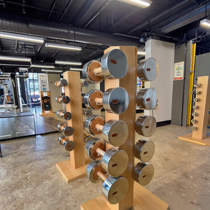 <span class=keywords><strong>Haltères</strong></span> en bois et en acier inoxydable, plusieurs tailles disponibles, adaptés aux exercices de fitness - Product Image 4