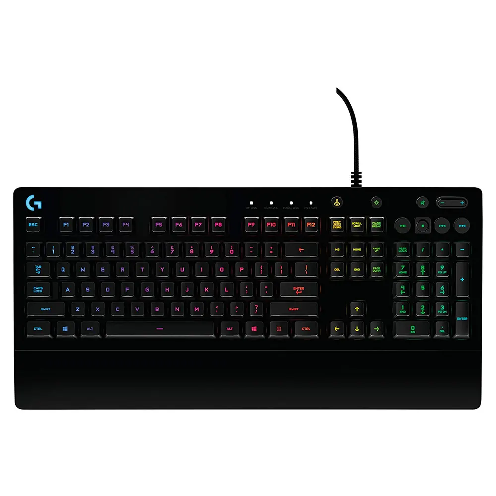 Logitech G213 RGB Prodigy有線コンピューターゲーミングキーボード、1680万色の照明色