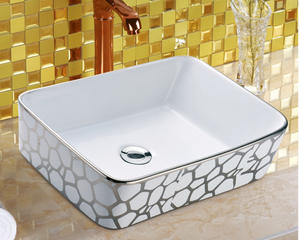 <span class=keywords><strong>Lavabo</strong></span> de luxe en céramique, carré, pour hôtel, famille, comptoir, à la mode, blanc Simple, évier, pour salle de bains, Art - Product Image 2