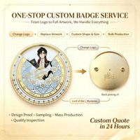 Badge en émail personnalisé, anime, alliage de zinc, plaqué or, certifié ISO, échantillonnage rapide pour souvenir de fan, OEM ODM