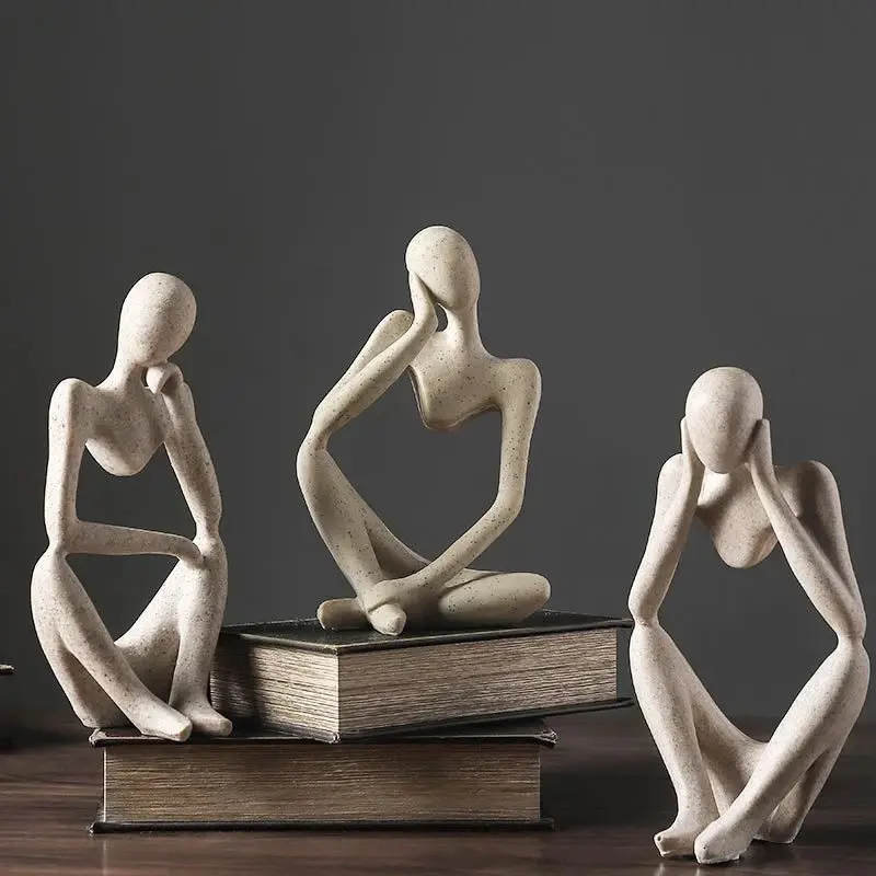 Estatua de thinker abstracta nórdica, decoración de mesa para oficina y hogar, artesanía de resina, estatua moderna de thinker de escultura