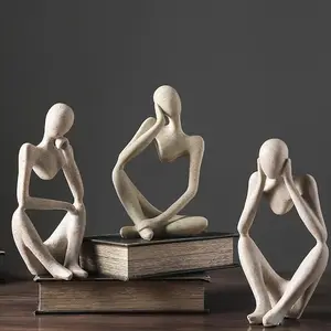 北欧の抽象的な思想家像オフィス家の装飾テーブル装飾樹脂工芸品現代の彫刻思想家像