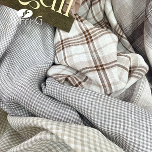 JL594 #   Tela de Lino Europeo 100% Teñida en Hilo, Suave, Marrón, a Cuadros <span class=keywords><strong>Vichy</strong></span>, Tejido Liso para Ropa - Product Image 5