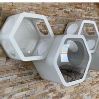 Ensemble de lit pour chat mural pentagonal étagère d'escalade hamac et arbre en bois aire de jeux étagères murales pour chat