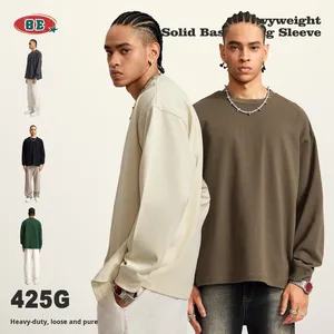 NeverStatic <span class=keywords><strong>Ropa</strong></span> de hombre Bajia Peso pesado Transpirable Casual Manga larga Juventud Otoño Invierno Color Algodón puro Camiseta suelta - Product Image 1