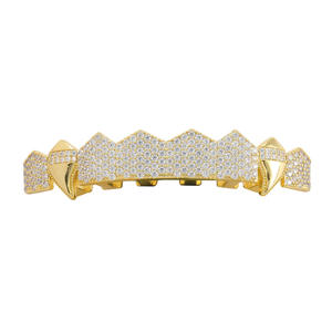 BES vendita calda ghiacciato fuori oro <span class=keywords><strong>Grillz</strong></span> e argento rame gioielli Micro Pave CZ Hip Hop denti <span class=keywords><strong>Grillz</strong></span> Set per gli uomini - Product Image 3
