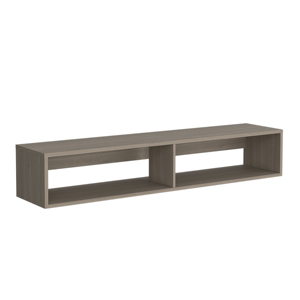 Warrior 59 Inch Floating <b>Tv</b> Stand With Two Open <b>Shelves</b> Media Compartments Light Gray - Product Image 2