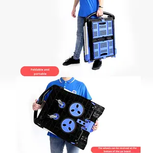 <span class=keywords><strong>Market</strong></span> Supermarket Store carrello della spesa pieghevole portatile carrelli della spesa carrello del negozio carrello della spesa a due strati - Product Image 4