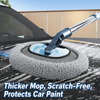 Serpillère de lavage de voiture en microfibre avec manche télescopique réglable, brosse de nettoyage en chenille, outil auto sans rayures