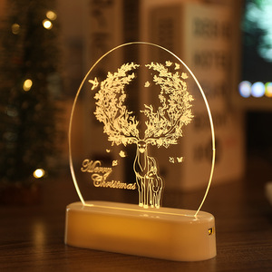 Luces Nocturnas LED 3D de Navidad, Funcionan con Pilas AAA, Lámpara de Noche con Luz Blanca Cálida para Fiestas Navideñas y Ambiente Festivo - Product Image 3
