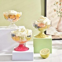 Acryl-Eisschalen, transparente Dessertschalen, Eisbecher, niedliches Plastikgeschirr mit Fuß für Sundae, Salat, Obst, Snacks