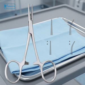 Sixflowers Pince hémostatique anti-moustiques droite 12 cm, instrument chirurgical pour chirurgie générale, certifié CE Classe I, manuel - Product Image 2