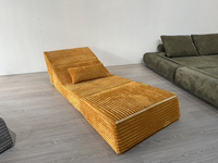 Canapé Modulaire de Luxe Européen en Velours Côtelé Orange à Rayures Verticales, Inclinable et Facile à Ranger, Idéal pour l'École