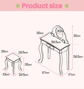 거울과 의자가있는 현대 나무 메이크업 화장대 화장대 침실 사용을위한 MDF 아름다움 화장대 - Product Image 2