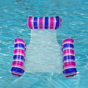Hamac de piscine flottant gonflable à trois tubes, lit flottant rayé pliable, chaise longue gonflable d'amusement d'eau - Product Image 3