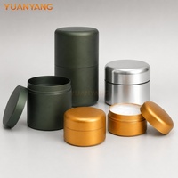 Boîtes métalliques portables OEM de petite taille, en forme de capsule, avec couvercle à vis, en aluminium brossé, pour l'emballage de baumes aux herbes