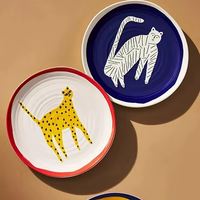 Assiette à dessert décorative en céramique artisanale YG American Anthropologie, style nordique, motif animalier, pour la Chine continentale