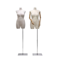 Model de ropa de hombro cuadrado para mujer, Torso femenino ajustable, maniquíes de medio cuerpo femeninos con hombro plano