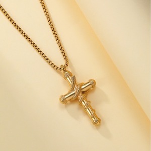 Collar con Colgante de Urna para Cenizas de Cremación, Chapado en Oro de 18K, Joyería Conmemorativa, Cruz con Oración del Señor, Joyería Religiosa - Product Image 4
