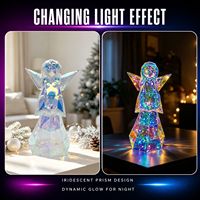 Figura Decorativa de Ángel Navideño LED Hecha a Mano, Luz de Ángel Iridiscente con Conexión USB para Repisa de Chimenea, Centro de Mesa, Ventana Navideña