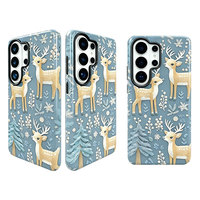 Coque de téléphone mignonne à imprimé floral cerf de la forêt pour Galaxy, motif animal de la forêt, coque de protection rigide antichoc