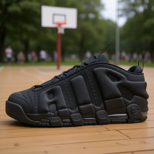<span class=keywords><strong>Nike</strong></span> Air More Uptempo Textile Leather Low Top Chaussures <span class=keywords><strong>de</strong></span> <span class=keywords><strong>basket</strong></span>-ball unisexes noires - Product Image 2