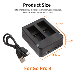 HONGDAK Caméra d'action USB noire à double port portable pour chargeur de batterie <span class=keywords><strong>gopro</strong></span> pour Hero 12/11/10/ <span class=keywords><strong>9</strong></span>/<span class=keywords><strong>8</strong></span>/7 - Product Image 4